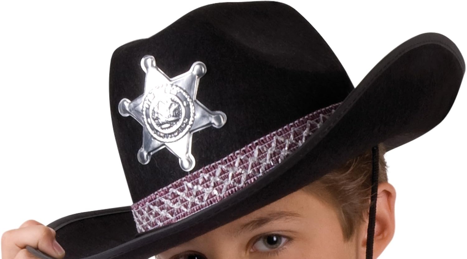 Boland Childs Sheriff Cowboy Hat With Badge Children's Western Headwear Halloween Theme Kids Party Fancy Dress Boys Girls Unisex One Size Black - Image 3