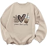 Floerns Women's Graphic Long Sleeve Crew Neck Sweatshirt Drop Shoulder Pullovers Top