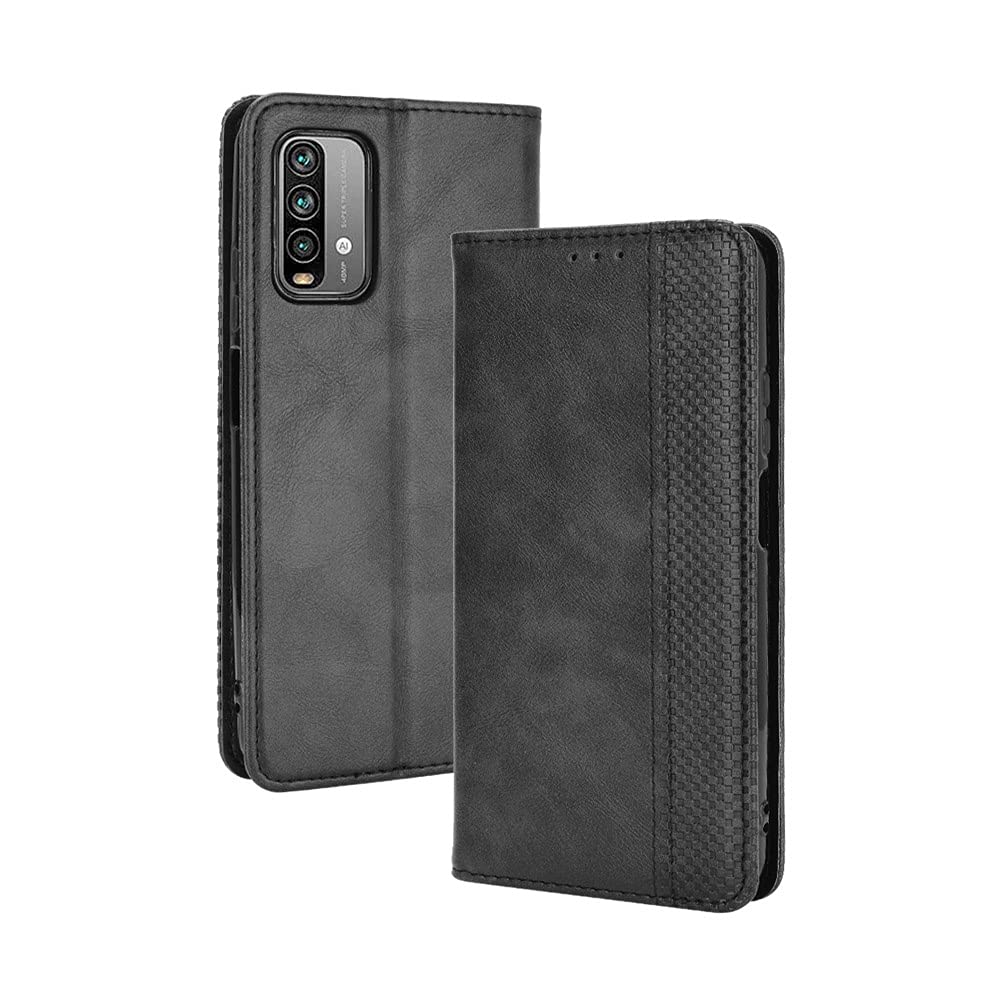 RonRun for Xiaomi Redmi 9T Case PU Leather Wallet Cover Magnetic Closure With Credit Card Slots and Flip Stand Compatible with Xiaomi Redmi 9T black