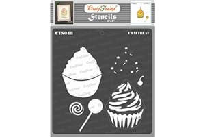 CrafTreat Layered Stencils for Painting on Wood, Canvas, Paper, Fabric, Floor, Wall and Tile - Cup Cake - 6x6 Inches - Cupcake Stencil - Reusable DIY Art and Craft Stencils for Home Decor