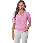 RoseSeek Women's Short Sleeve Sweaters Tops V Neck Knit Wear Casual Soft Pullover Shirts 2025 Fall Outfits