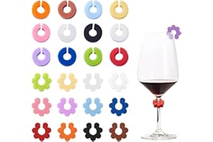 Silicone Drink Markers,24Pcs Wine Glass Charms Markers,Wine Glass Charms,Reusable Drink Markers,Ldentifier Drink Labels for W