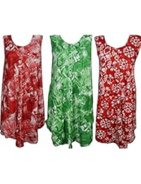 3 Womens Beach Cover Colorful Printed Boho Sundress Sleeveless Tank Dress Swing Dresses M