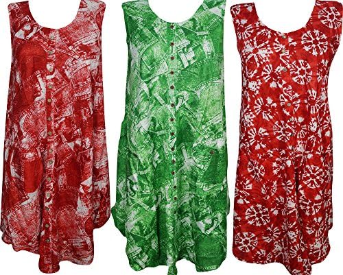 Lots Of 3 Womens Sundress Tank Dress Button Front Sleeveless Beach Cover Up Swing Dresses