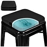 SINOSSO Magnetic Memory Foam Metal Stool Cushions Set of 2, Luxury Velvet Bar Cafe Stackable Chair Seat Pads, Non-Slip & Washable (Square, Black, 2)
