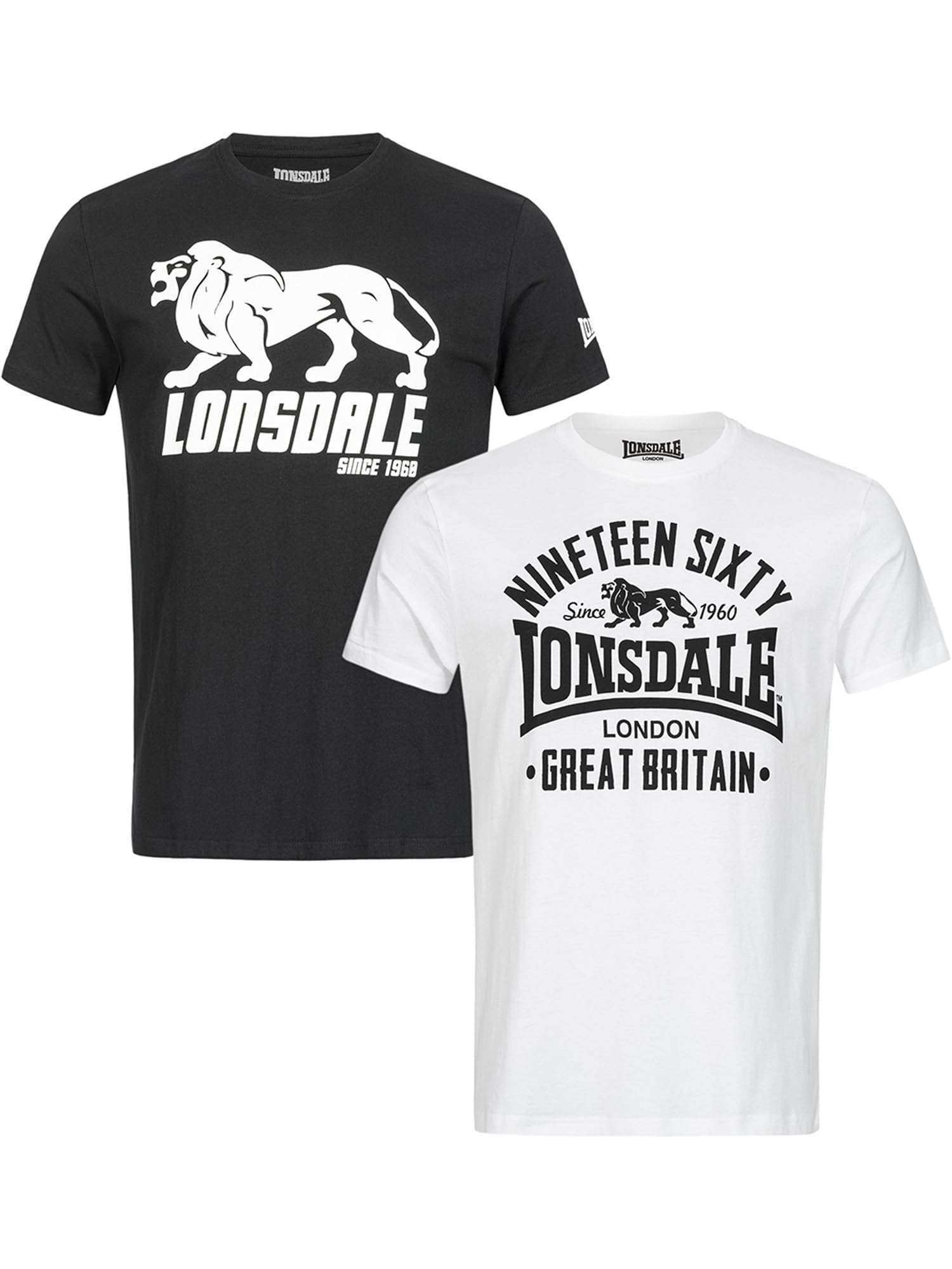 Lonsdale Herren T-Shirt Normale Passform Doppelpack BYLCHAU XXXL, White/Black 4