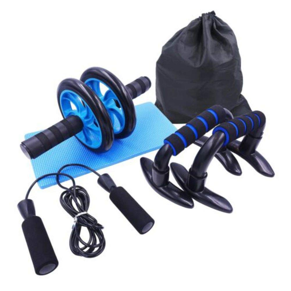Jemets 5-in-1 Wheel Roller Kit Abdominal Press Wheel with Push-UP Bar Jump Rope and Knee Pad Portabl