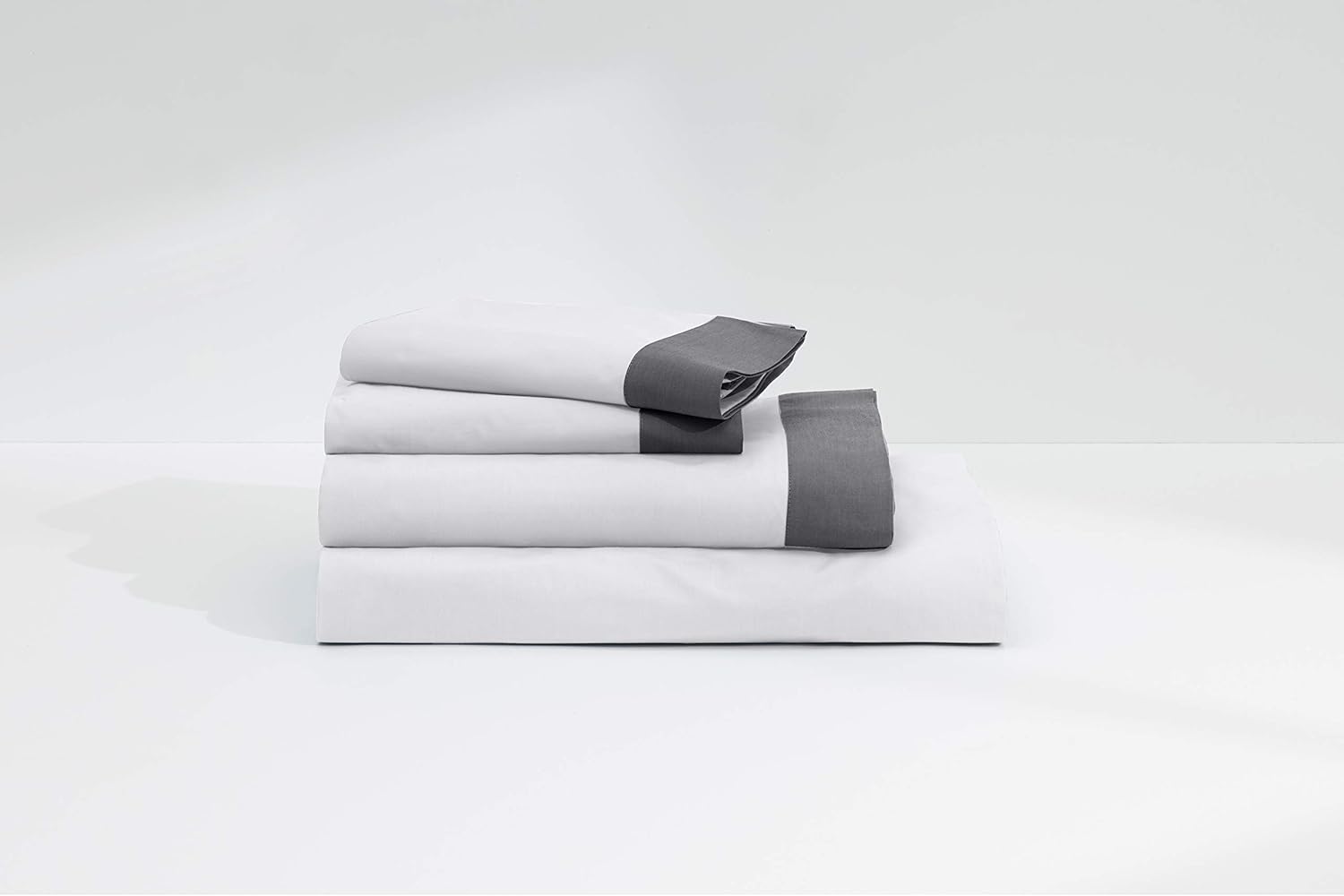 Casper Sleep Soft and Durable Supima Cotton Sheet Set, Queen, White/Slate: Home & Kitchen