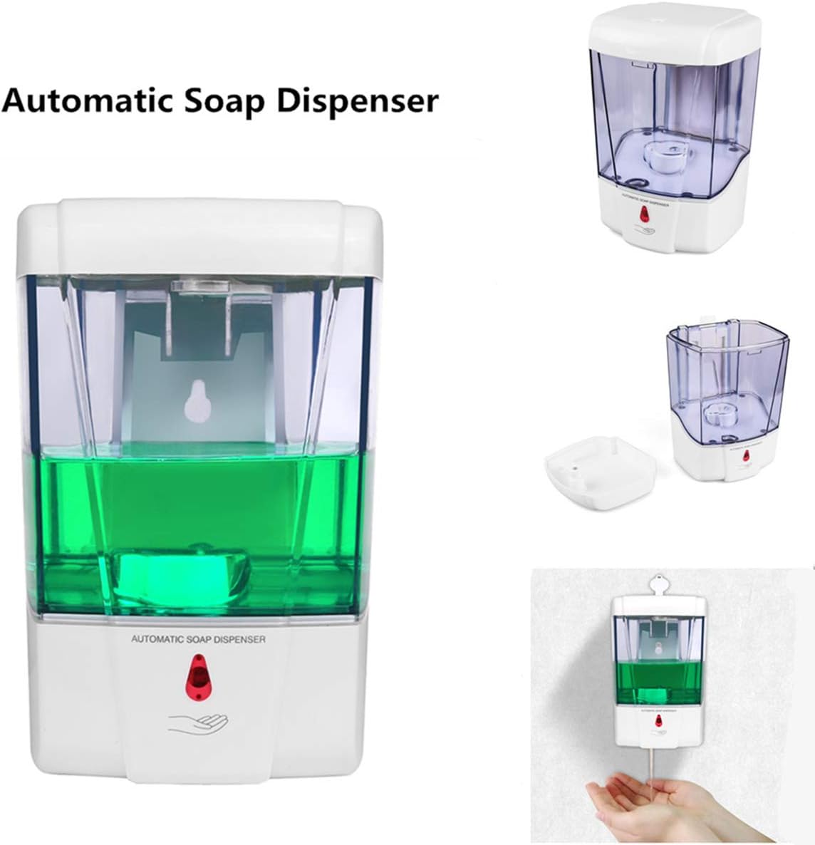 Automatic Soap Dispenser Sunsbell Wall-Mounted Sensor Soap Dispenser - Battery Powered Senor Pump for Kitchen/Bathroom (600ML-S01): Home & Kitchen