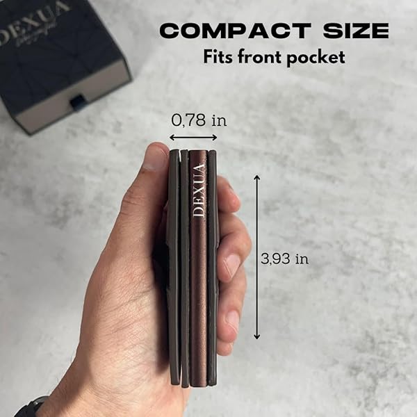 DEXUA MENS WALLET, GENIUNE LEATHER SLIM WALLET, RFID BLOCKING POP-UP CARD HOLDER, TOTAL 9 CARDS CAPACITY, CASH SLOT, MAGNETIC CLOSURE, GIFT READY