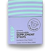 STRIPPIES Dissolvable Sleep Strips – Fast-Acting Melatonin 5mg with L-Theanine, Lavender, Chamomile, Hibiscus & Valerian – Natural Cranberry Flavor – 30 Strips