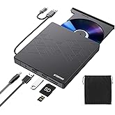 ORIGBELIE External DVD Drive, CD Drive USB 3.0 Typle C CD/DVD ROM +/-RW Adapter with USB Port DVD Burner for Laptop PC Deskto