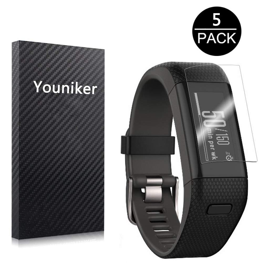 Youniker 5 Pack for Garmin Vivosmart HR+ Screen Protector for Garmin Vivosmart HR Plus Screen Protector Foils for Garmin Approach X40 Crystal Clear HD Anti-Scratch Anti-Fingerprint Bubble Free