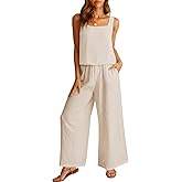 ANRABESS 2 Piece Sets for Women Outfits Lounge Matching Casual Travel Wide Leg Pants Crop Top Summer Vacation Beach Clothes