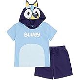 Bluey Hooded Cosplay T-Shirt and French Terry Shorts Outfit Set Toddler to Little Kid