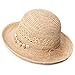Womens 100% Raffia Straw Crochet Hat Foldable UPF Summer Beach Sun Hats 56-58CM Beige