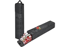 bruwaa 2 Psc Gift Wrapping Paper Organizer Storage Bag Containers with Pocket and Handles, 29" x 5.5" x 5.5", Black