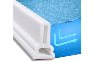 BIOTTRO 39 Inch Collapsible Shower Water Dam Silicone Shower Threshold Water Stopper Barrier Retention System for Bathroom Kitchen Wet and Dry Separation, Wheelchair Accessible, White (1m / 39in)