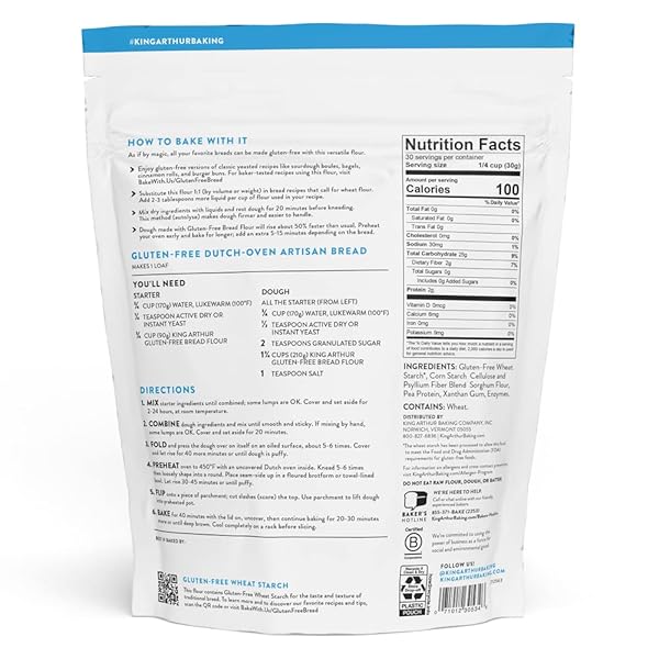 KING ARTHUR GLUTEN-FREE BREAD FLOUR, 1:1 REPLACEMENT FOR YEASTED RECIPES, 2 LB (PACK OF 1) – PREMIUM GF FLOUR FOR ARTISAN BOULES, BAGELS, CINNAMON ROLLS & BURGER BUNS – SORGHUM & XANTHAN GUM