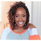ZRQ Short 8 Packs Pre-twisted Bob Passion Twist Crochet Hair with Curly Ends 10 Inch Pre looped Ombre Copper Red Passion Twists Hair 12 Roots/Pack Synthetic Crochet Braids Hair for Women T350#