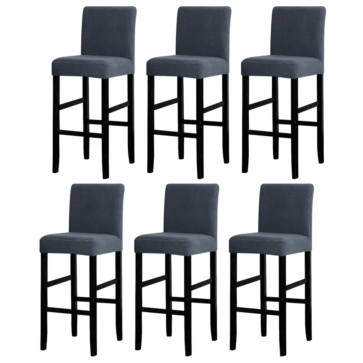 LANSHENG Bar Chair Stool Covers, Stretch Removable Washable Chair Slipcover for Short Swivel Dinning Chair Back Chair Bar Stool Chair (Grey,6 Pcs)