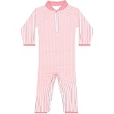 weVSwe Baby Girl Toddler Rash Guard Swimsuit Sun Protection Beachwear Zipper Bathing Suit 0-3 Years
