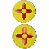 JAVD 2 Pack New Mexico Flag Embroidery Patch, Round, Fabric, 6 cm, Hook and Loop Fasteners
