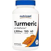Nutricost Turmeric Curcumin with BioPerine, 2300mg, 120 Capsules, GMO-Free | 95% Curcuminoids, Veggie Capsules, 767mg Per Cap, Gluten Free