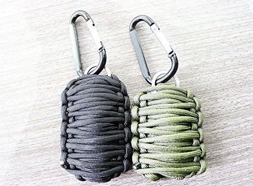 BECUTE 2-pack Paracord Grenade Carabiner Emergency Survival Tool Kit for Camping Hiking Hunting