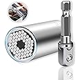 YAOGNAHS 2 PCS Universal Socket Tool,Super Socket Unscrew Any Bolt, Adjustable Socket Drill with Adapter，1/4"-3/4" (7mm to 19mm)