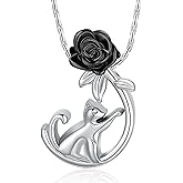 constantlife Rose Flower Pendant Memorial Pendant for Cat Ashes Cremation Jewelry Keepsake Ashe Holder For Pet Adjustable Chain for Women & Men