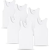 Men's Undershirts (Pack of 6) - Soft Cotton Blend, Tag Less A-Shirt Crew Neck - Comfortable Fit