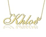 AOLO Khloe Heart Name Necklace 18k Gold Plated