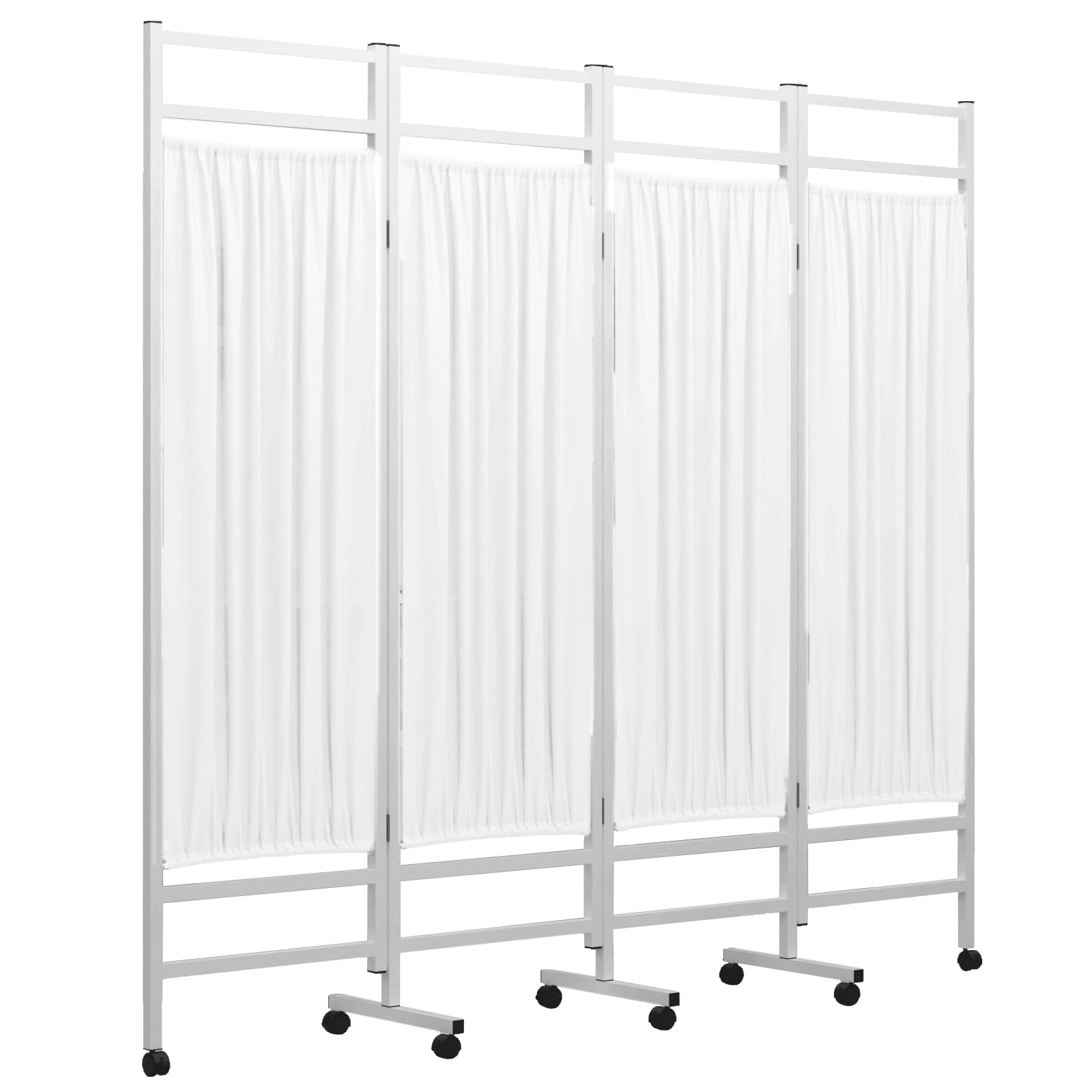 Photo 1 of ***FOR PARTS HAS A BENT LEG*** 6 ft Tall Rolling Medical Privacy Screen on Wheels, Folding Portable Room Divider, Temporary Partition Wall Panels for Office, Beauty Salon, and Hospital (4 Panel-White)