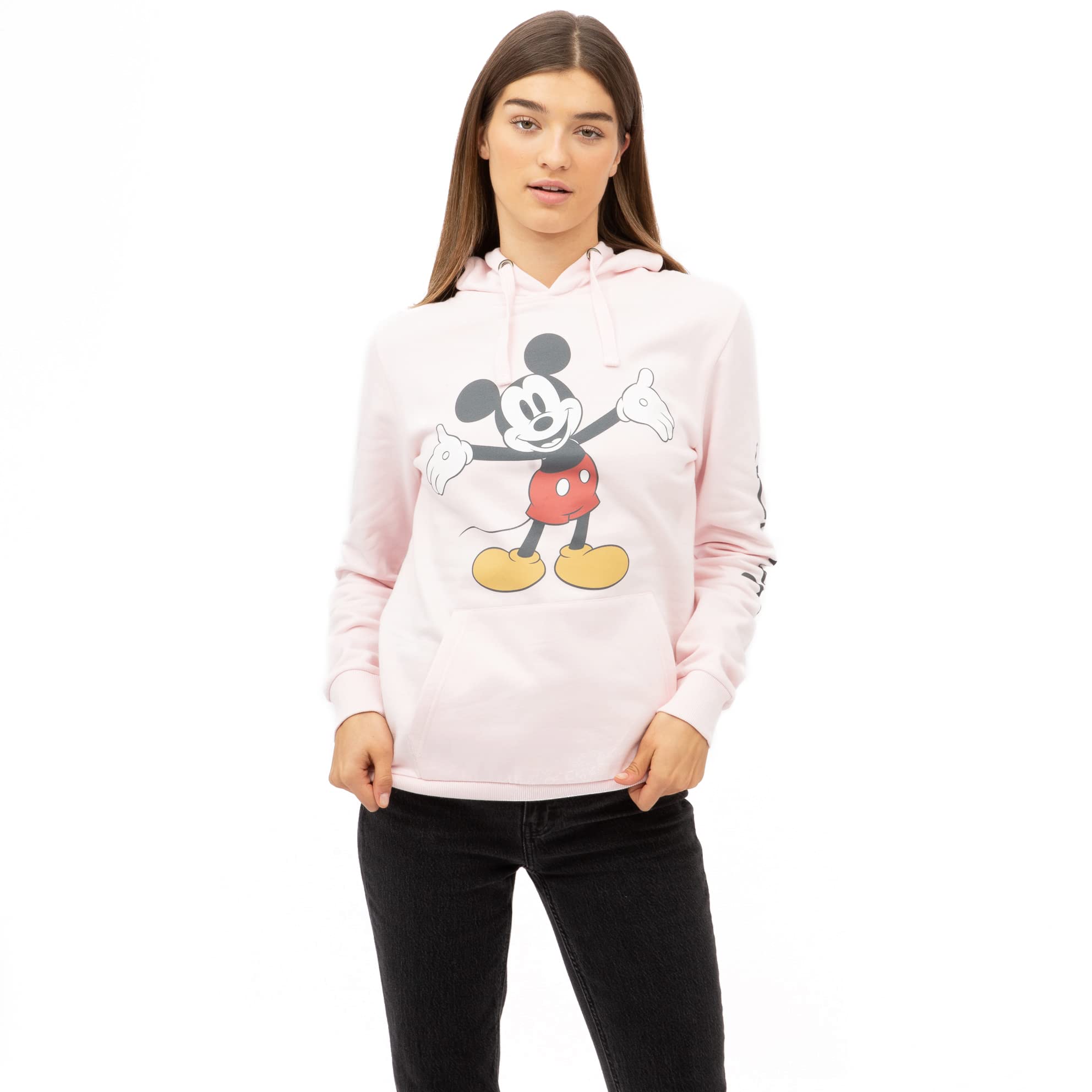 Disney Women's Mickey Open Arms Hooded Sweatshirt, Rose, 38