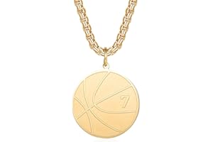 Susook Basketball Number Necklace for Boys Gold Stainless Steel Basketball Pendant Sport Jewelry Gifts for Men