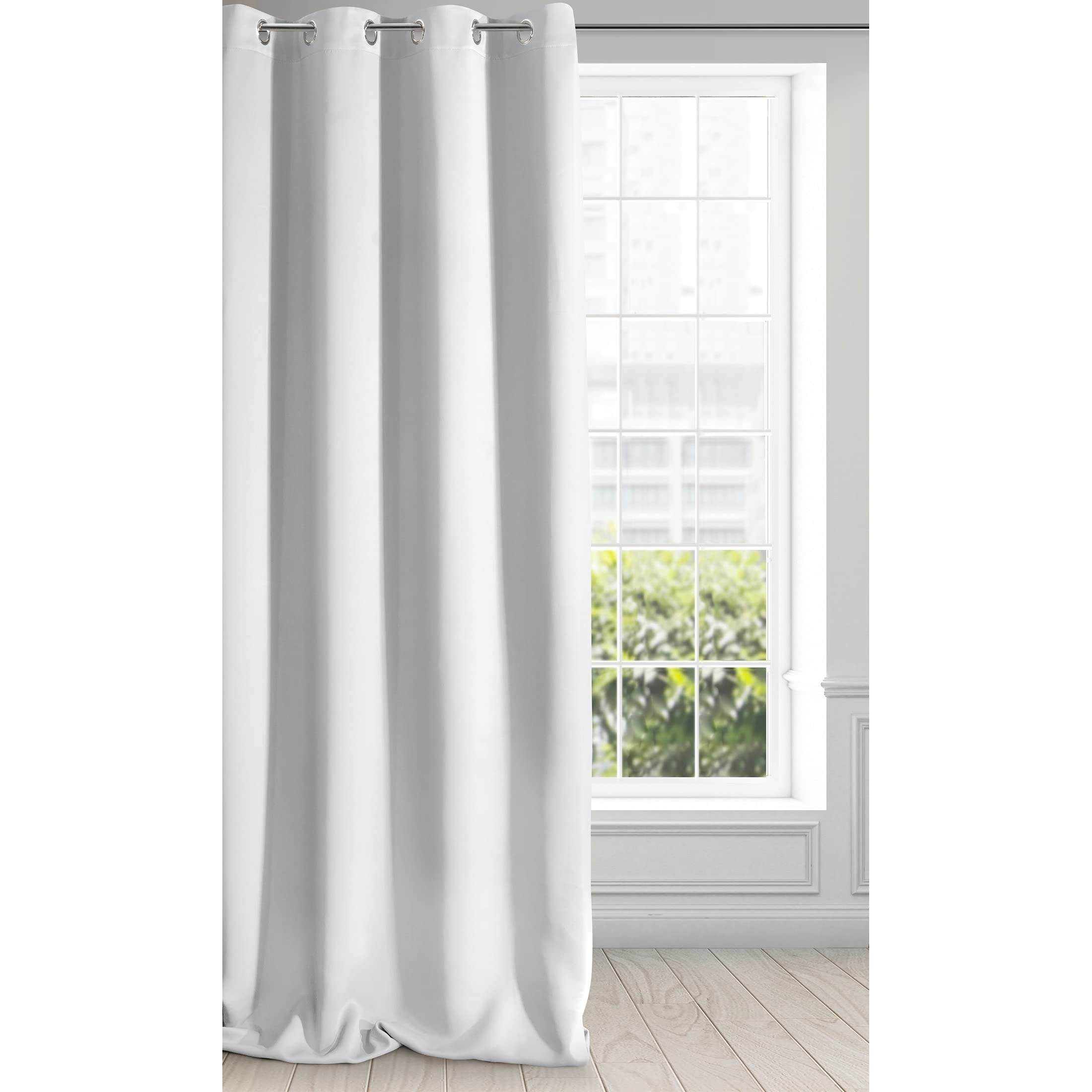 Eurofirany LOGAN Extra Long Blackout Curtain - 1 Unit Eyelets, Light blocking Room Darkening Bedroom Living Room, W53 x L98, White