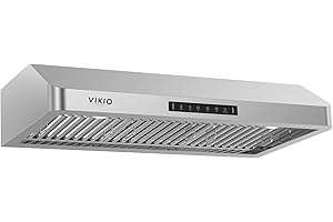 VIKIO HOME Range Hood 36 Inch Under Cabinet, Kitchen Hood with 980 CFM, 3-Speed Gesture Sensing & Touch Control Panel, Stainless Steel Vent 2 Pcs Baffle Filters with Handlebar