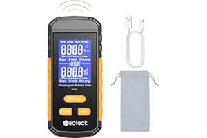 Neoteck EMF Meter 3-in-1 Rechargeable Electromagnetic Radiation Detector for EF MF and Temperature LCD Backlit Audible Alarm 