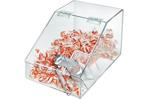 Azar Displays 400418 1.5 Gallon Acrylic Candy Bin with Lift-Open Top and Scoop, Clear