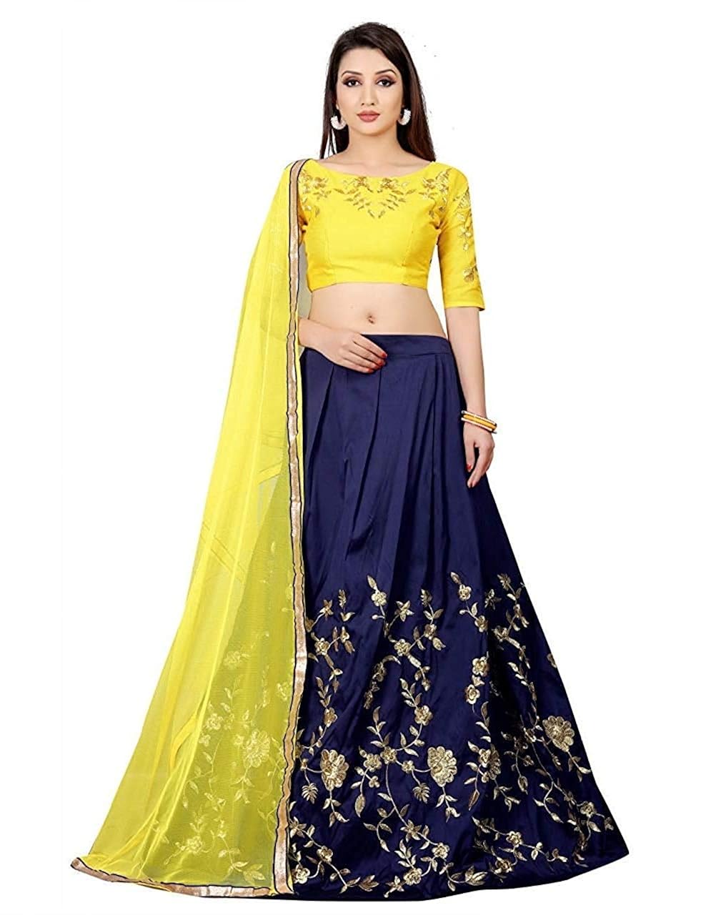 Blue yellow lehenga Clearance
