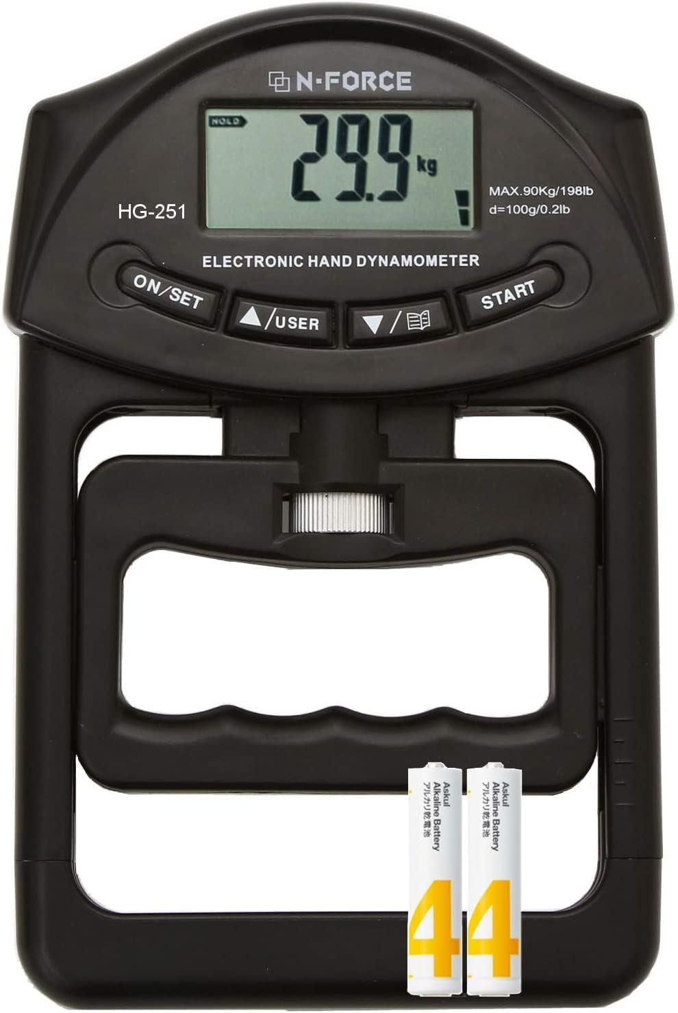 【 記録更新がひと目でわかる 】 N-FORCE(エヌフォース) 正規品 デジタル握力計 握力測定 保証書付 ブラックエディション商品画像