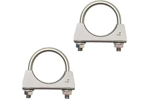 CAROTUPY 2 inch 304 Stainless Steel Exhaust U Clamp Muffler U-Bolt Clamps for 2" Exhaust Tail Pipe Diameter, Pack of 2