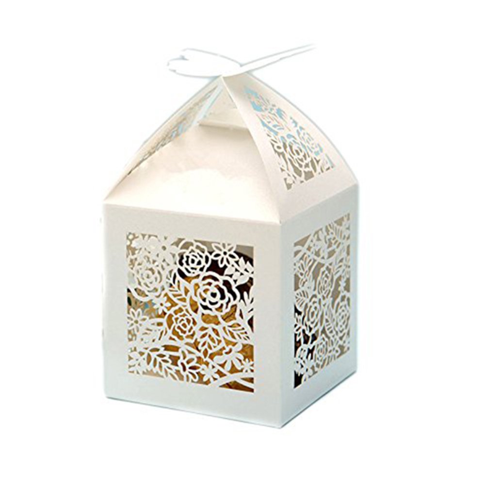 Amazon Com Winomo Laser Cut Candy Box With Ribbons Wedding Party