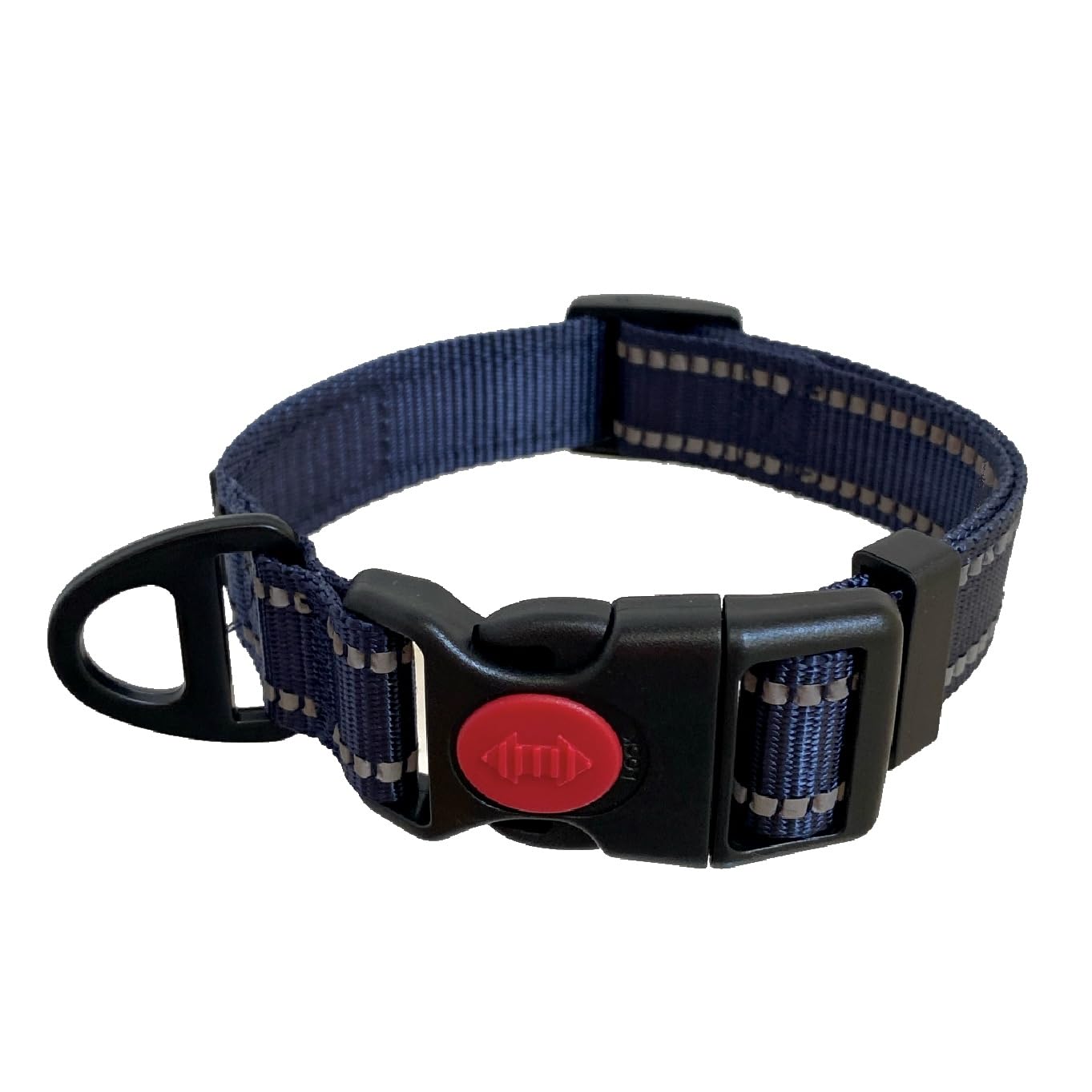 Barkridges® Premium Dog Collar | Adjustable | Easy-to-Wear Buckle | Lockable | Durable | Safety Reflective Strips | Comfortable for Small Medium Large Dogs (Dark Blue, M/L)