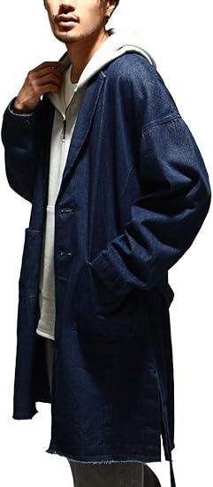 Amazon Br ドロップショルダーデニムチェスターコート 3navy L コート ジャケット 通販