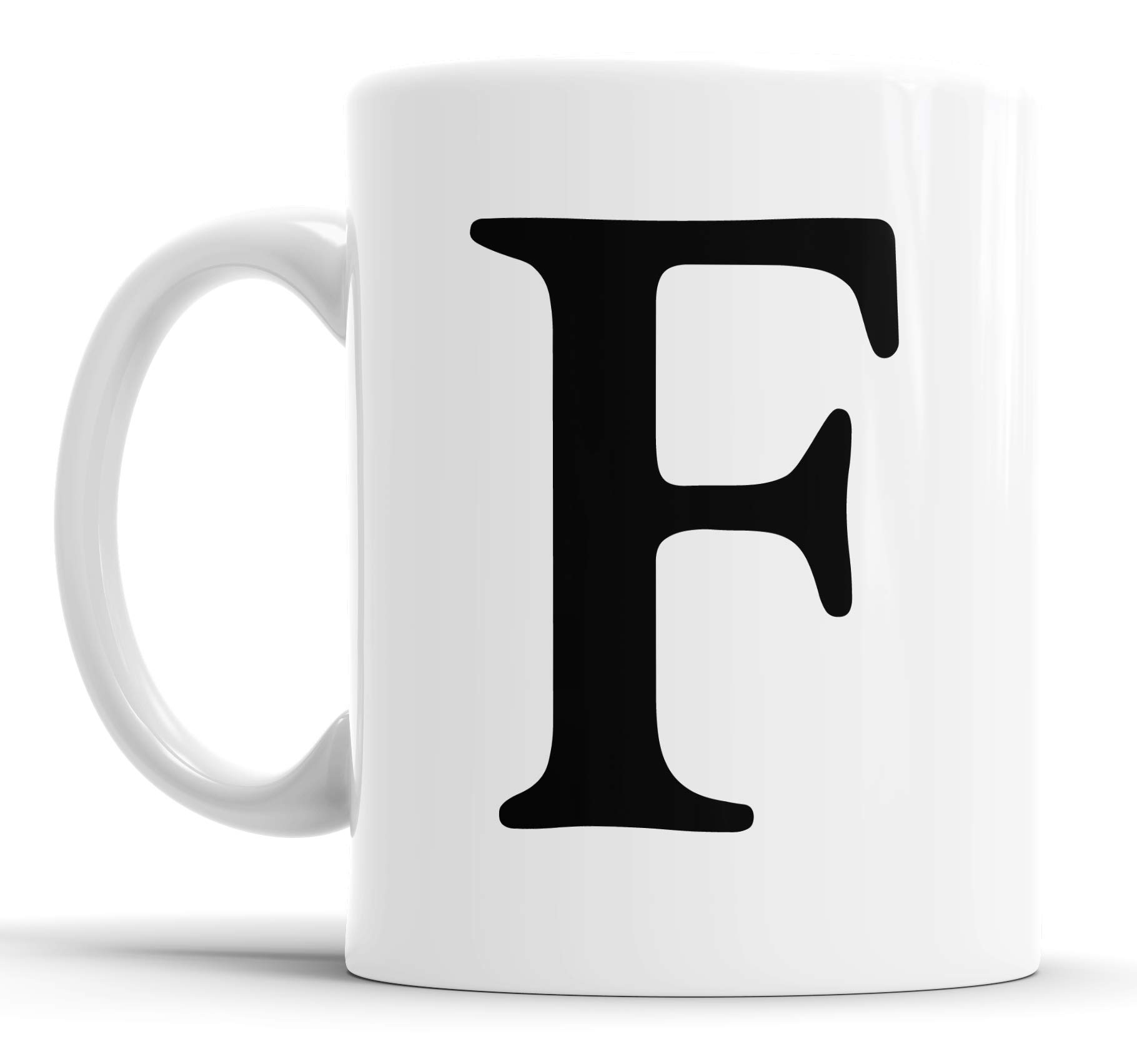 Faithful Prints Alphabet Mug Letter Mugs Initial Coffee Cup Birthday Fathers Day Gift (Letter F)
