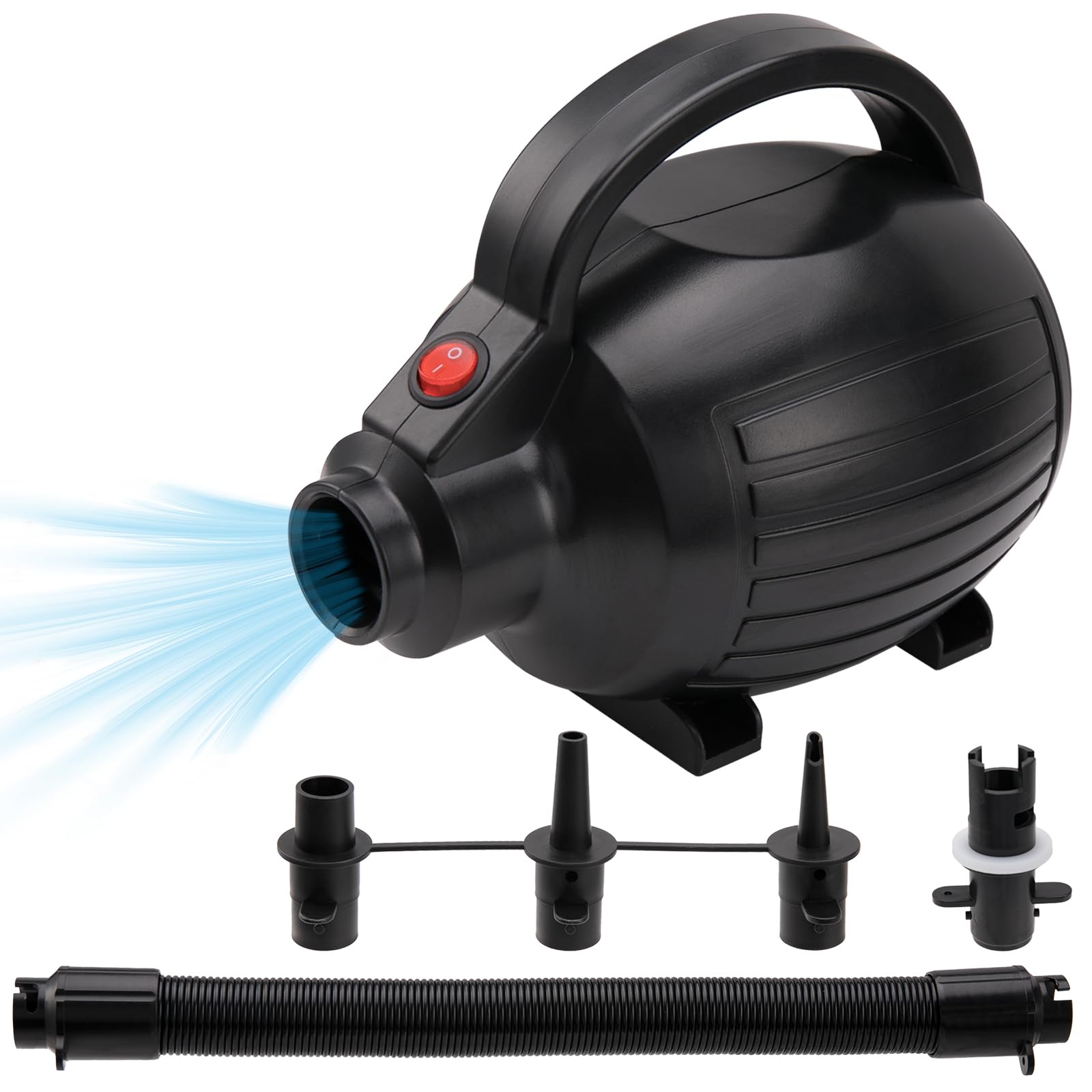 Photo 1 of FBSPORT Air Pump for Inflatable Mat Black, Electric Air Pump 600W with 4 Nozzles, Portable and Fast Inflation AC110-120V, Suitable for Air Mat Float Dock Inflatable Beds