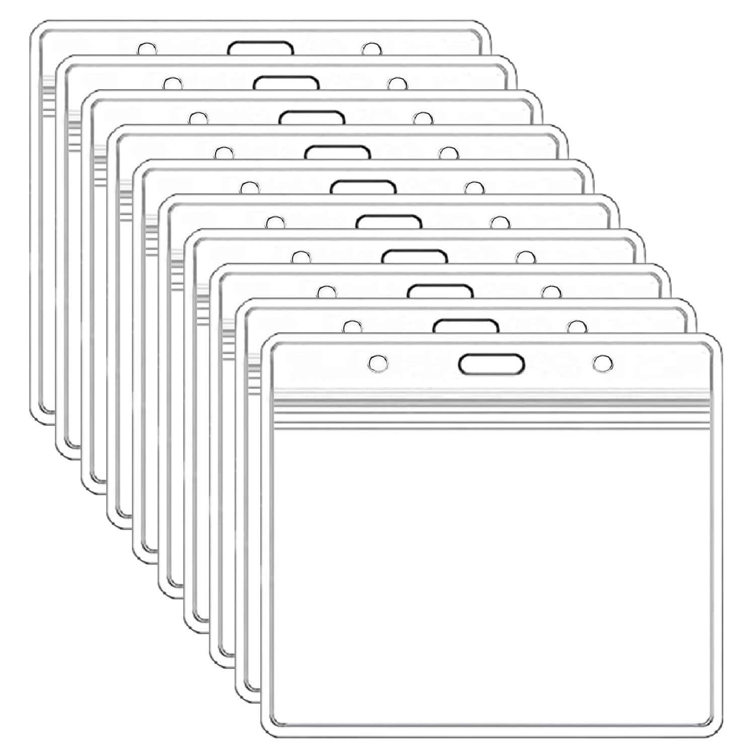 Photo 1 of 10 Pack Badge Holder ID Card Holder,Waterproof Name Badge Holders, Clear Horizontal Card Badge Holder (4.3x3 Inch)