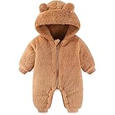 AiWMGL Newborn Baby Bear Outfit Suit Girls Boys Fleece Jumpsuit Romper Hooded Winter Snowsuit Clothes